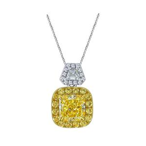 Customized 925 <b>Sterling</b> <b>Silver</b> White Gold Plated Jewelry Yellow Crushed Ice CZ <b>Necklace</b> - Product Image 1