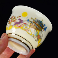 Tasse à thé en porcelaine de jade, motif Lapin et Lune, bordure dorée, céramique chinoise, tasse de maître, 7 formes, 150ml 200ml