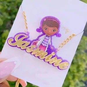 Dropshipping Aanpassen Naamplaat Sieraden Angelic Lol Pop Karakter Acryl Cartoon Naam Ketting Voor Kids Geschenken