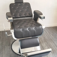 Fauteuil de Barbier Hydraulique Style Mid-Century en Acier Inoxydable, Pivotant et Inclinable, pour Salon Commercial, Hommes, École et Utilisation Extérieure - En Promotion