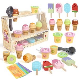 Juguete de Madera de Simulación de Heladería y Granizado - Juguetes de Cocina para Cortar, Caja Registradora, Juguetes Interactivos para Padres e Hijos - Product Image 1