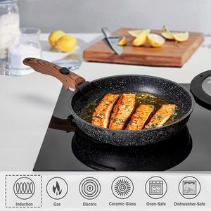 Ensemble de casseroles et poêles à induction avec poignée amovible - Ensemble de 10 ustensiles de cuisine antiadhésifs, ustensiles de cuisine empilables en granit noir pour camping-car - Product Image 5