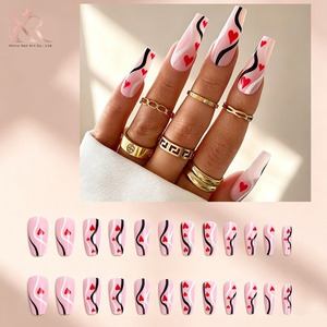 <span class=keywords><strong>Faux</strong></span> <span class=keywords><strong>ongles</strong></span> à presser personnalisés motif flamme bleu rose French Manucure faits à la main Vente en gros - Product Image 4