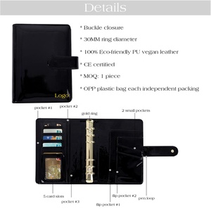 Hongbo - Agenda Planificadora A6 de Piel Sintética Brillante de 6 Colores con Anillas Doradas y Sobres para Efectivo, Ideal como Regalo Escolar/de Oficina - Product Image 4