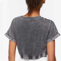 Atasan Crop Top asam cuci wanita, atasan Crop Top OEM desain kustom Retro untuk perempuan