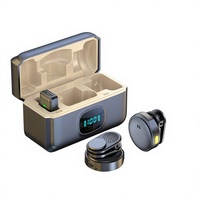 Mini microphone cravate sans fil à bouton rond, double micro de col, avec étui de charge LED pour smartphone, streaming en direct et vlogging