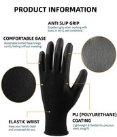 Gants de travail de sécurité en polyester 13 jauges enduits de PU, gants industriels enduits de PU en vrac, gants de travail de sécurité flexibles enduits de PU pour le jardin