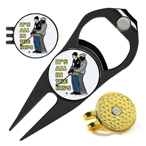 Manufacturer Custom Design Golf Ball Marker Accessories Hat Clip and Metal Magnetic Golf Divot Repair Tool