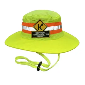 2023 Hot Sale Kunden spezifische fluor zierende reflektierende Sicherheits hüte für Arbeiten im Freien mit Stick logo