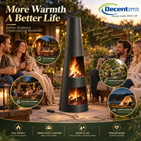 Outdoor-Feuerstelle Hohe Schlanke Chiminea Mattschwarzer Stahl Feuerkorb Fenster Holzgitter Feuerkelle Deutschland Feuerstelle