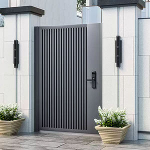 <span class=keywords><strong>Portail</strong></span> de cour en aluminium personnalisable avec finition noire thermolaquée <span class=keywords><strong>et</strong></span> porte d'accès piétonne intégrée pour villa - Product Image 2