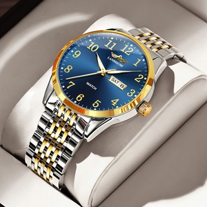 Men's watch - <b>Large</b> number dial - Suitable for the elderly - Quartz watch - Double <b>calendar</b> - Product Image 1