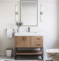 CBMmart 2025 Nouvelle vanité de salle de bain en bois massif en chêne blanc sur mesure avec lavabo et robinet miroir