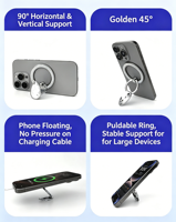 Support de téléphone magnétique en alliage d'aluminium TKT 2026, nouveau design, aimant puissant N52, rotation à 360°, poignée de téléphone pliable, support de téléphone