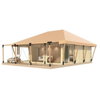 Tentes de glamping de luxe SUBEI Premium, forme triangulaire, imperméables, quatre saisons, deux chambres, toile PVC 7x9m, hôtel en plein air
