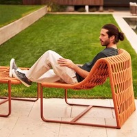 Fauteuil paresseux simple en corde tressée, canapé pouf moderne de loisirs, imperméable, ultra doux, avec housse amovible, mobilier d'extérieur pour balcon