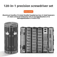 Kit de tournevis de précision miniature 128 en 1 avec embouts magnétiques et poignée en aluminium pour ordinateur portable, PC et téléphone portable