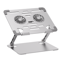 Support Pliable pour Ordinateur Portable/Tablette | Acier Carbone avec Ventilateur de Refroidissement, Conception Compacte pour Bureau/Maison