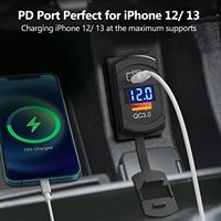 Prise de Charge rapide 12V/24V, mis à niveau, étanche, double PD, QC3.0, panneau de commutation à bascule, pour voitures, bateaux, camions