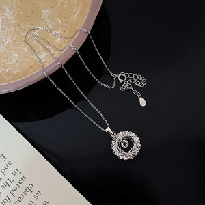 S925 Sterling Silver Pendant <b>Necklace</b> With Star Design Circular <b>Ring</b> Gift Jewelry For Women - Product Image 3