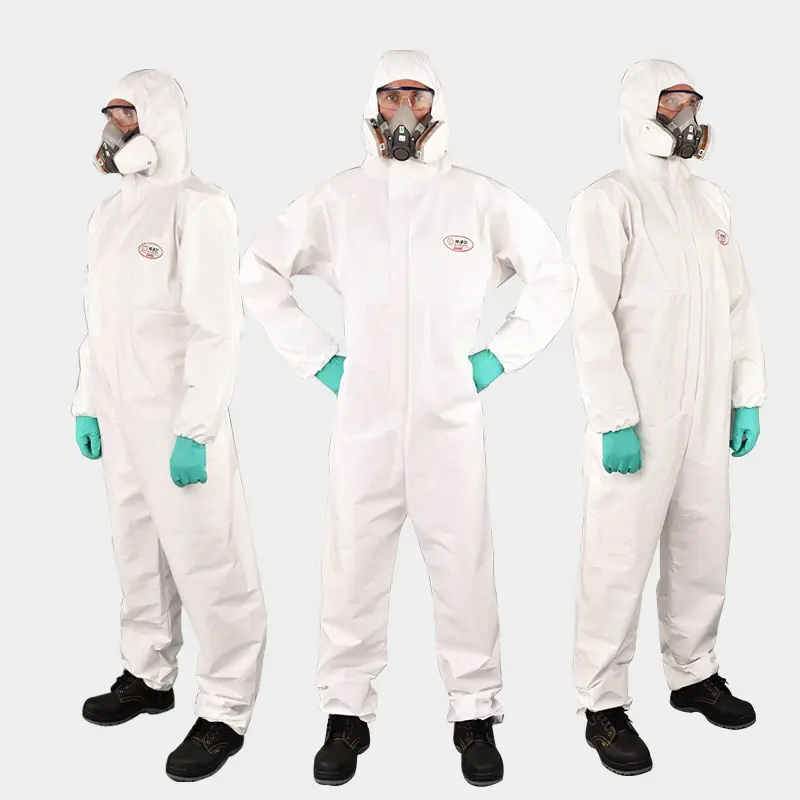 SMMS fabric OEM Type5/Type 6 anti static breathable industrial safety clothing coverall protective suite with CE