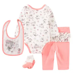 Baby Clothing set Romper princes Baby Clothes Newborn Toddler Baby Girl 100% Cotton wholesale lace cute Fabric 4Pcs