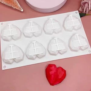 Diamond Heart Silicone <b>Mold</b> 8 Cavities Geometric Polygonal Cake Dessert Baking Tool Commercial Use White - Product Image 3
