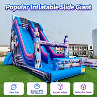Toboggan gonflable géant K-pop commercial avec souffleur, installation facile, pour locations de fêtes en extérieur, usage professionnel, château gonflable avec toboggan
