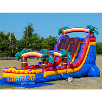 Toboggan aquatique gonflable commercial double piste de 20 pieds avec piscine intégrée et château gonflable
