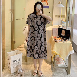 Robe de Nuit Pyjama Douce et Confortable Ample Grande Taille à Col Rond et Manches Courtes pour Femmes - Product Image 2