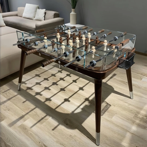 Mesa de Futbolito de Lujo Estilo Italiano, <span class=keywords><strong>Futbol</strong></span>ín de Madera Maciza con Vidrio Templado y Barra Transversal de Acero para Sala de Juegos <span class=keywords><strong>en</strong></span> Casa - Product Image 3