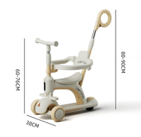 Trottinette 3 roues 6-en-1 améliorée pour enfants, avec barre lumineuse LED, pliable, hauteur réglable, corps en alliage et auvent pare-soleil