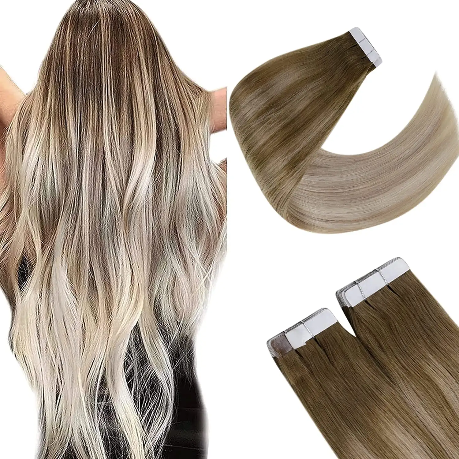 Invisible Tape In Hair Extensions 100Human Hair Real European Russian Virgin Remy Raw 100% Tape In Human Hair