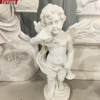 Statues de chérubins en marbre blanc naturel personnalisées, sculptures d'anges européennes pour la décoration de villas et d'hôtels, avec différentes poses, polies à la main