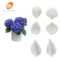 AK Sugarpaste Hydrangea Daun & Kelopak Silikon Cetakan Veiner Alat Membuat Bunga Veiner Set untuk Dekorasi Kue VM122 & VM108
