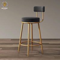 Tabouret de bar en métal doré avec dossier et repose-pieds, pour comptoir, en gros