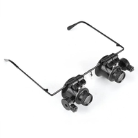 2 LED Dual Lens 20x Head-Mounted Jewelry Antiques Characters Inspection Magnifying Glass with Led Light
