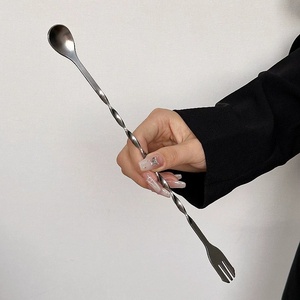 Cuchara Mezcladora de Cócteles Unisweet de 26cm/32cm con Mango Trenzado, de Acero Inoxidable Clásico para Bartender - Product Image 4