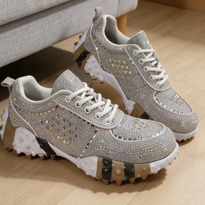 Women's Rhinestone Platform Sneakers | <strong>Sparkle</strong> Bling Casual Shoes | Fashion Chunky Sole <strong>Trainers</strong> for Party &amp; Daily Wear - Product Image 5