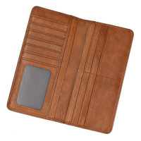Dompet Kulit Asli Pria Vintage, Tempat Kartu, Organizer, Dompet Kulit Sapi Full Grain Klasik, Dompet Lipat Panjang