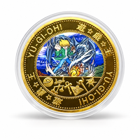 2026 Médaillon Chevalier Dragon Ailé du Ciel, Cinq Motifs de Cartes Anime, Boîtier en Acrylique Plaqué Or