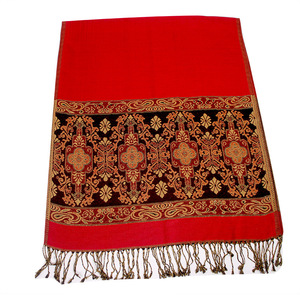 Women's 100% Polyester Jacquard <strong>Pashmina</strong> Shawl Cross <strong>Paisley</strong> Flowers Pattern Winter <strong>Scarf</strong> for Autumn Season - Product Image 4