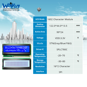 شاشة LCD أحادية اللون من Waiken مقاس <span class=keywords><strong>4</strong></span> بوصات 16*02 حرفية STN (أبيض-رمادي/رمادي/أزرق) بواجهة SPI 3.0-5.0 فولت وإضاءة خلفية LED منخفضة الطاقة 80x16 500 - Product Image 2