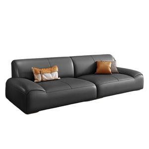 Sofá Moderno de Cuero Genuino, Diseño Cuadrado de Una Línea, Mueble Duradero para Sala de Estar - Product Image 5