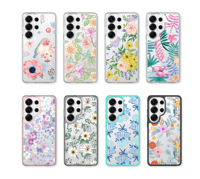 Coque de protection pour téléphone portable Samsung S26 Ultra 25 24 en TPU PC avec impression florale colorée et clé argentée électroplaquée