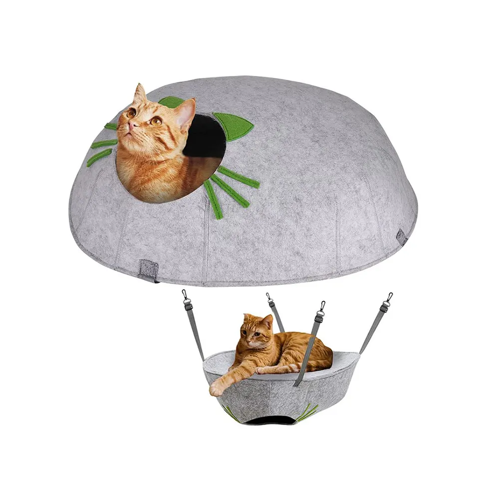 Upin 2-Layer Hanging Cat Hammock Cave Thick Eco-Friendly Felt Cat Bed for Kittens