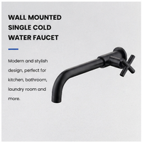 Robinet de cuisine moderne en acier inoxydable à levier unique, chromé, mural, pour lavabo, robinet d'eau froide