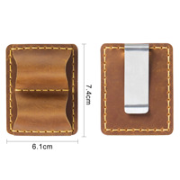 Étui à stylos rétro en cuir de vachette NAG10, double clip, en cuir Crazy Horse, pour carnet de voyage, 7,4x6,1cm, vente en gros