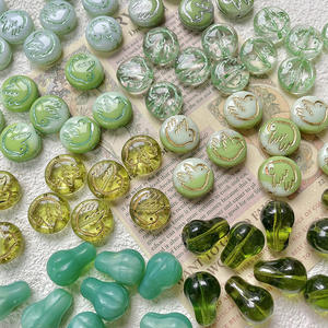 Czech Green Colored <b>Glass</b> With Gold <b>Beads</b> DIY Handmade Jewelry <b>Bracelet</b> Necklace <b>Bead</b> Accessories Material - Product Image 1