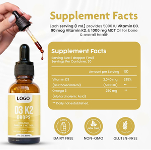Adult <b>Vitamin</b> D3 K2 <b>Liquid</b> Drops with Organic Omega 3 MCT Oil for Bone Health Immune Support & Calcium Absorption - Product Image 3